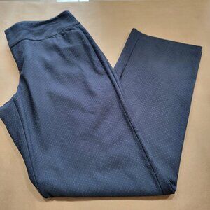 ELLE Size 10 Navy Blue with White Stitched Polka-Dot Trouser Dress Pants